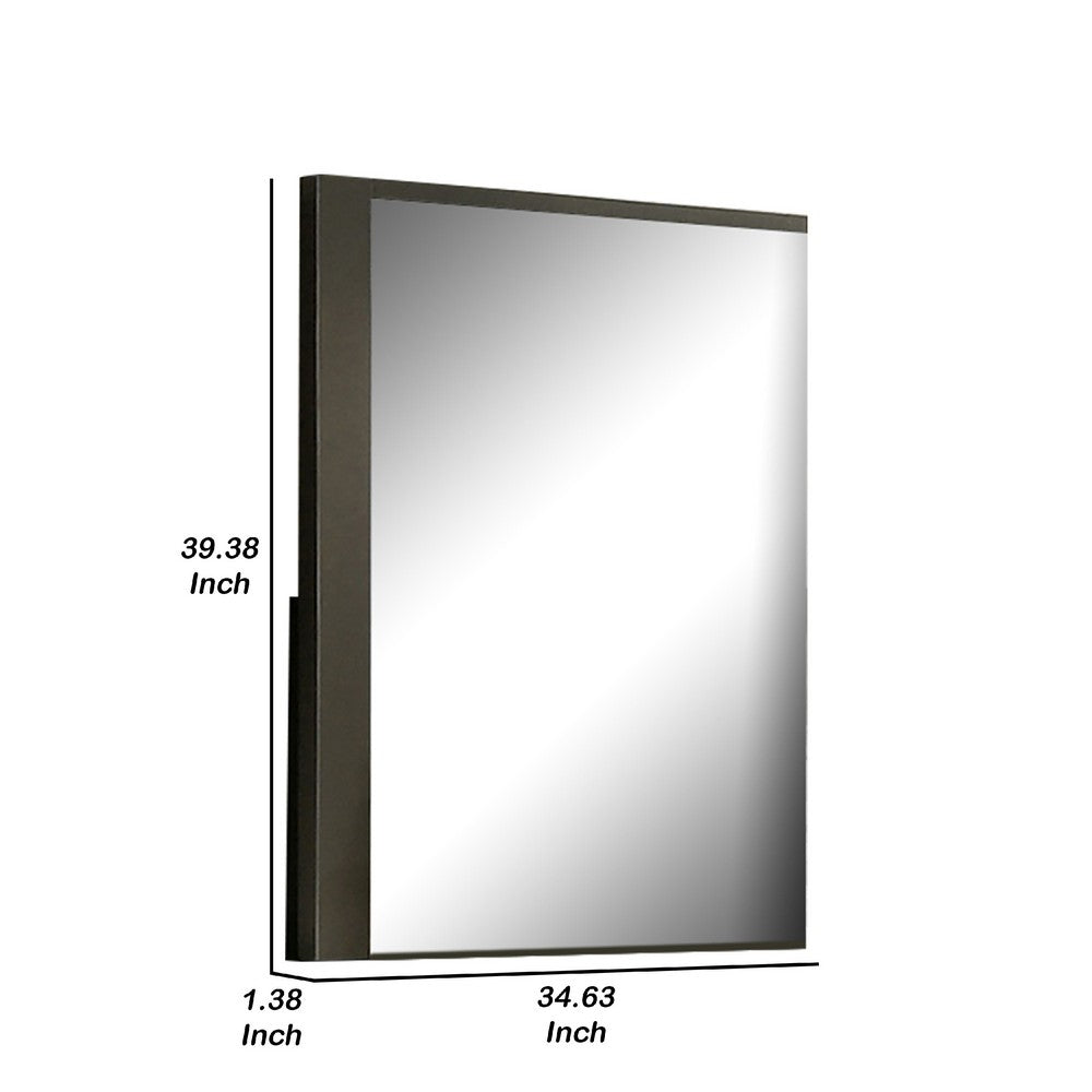 Kena Vanity Dresser Mirror | 2 Tone Metallic Gray Asymmetrical Frame