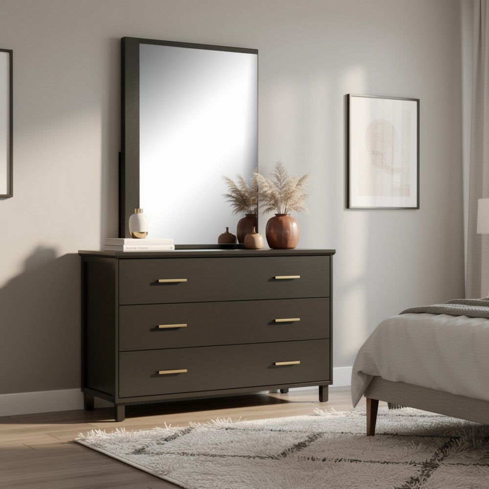 Kena Vanity Dresser Mirror | 2 Tone Metallic Gray Asymmetrical Frame