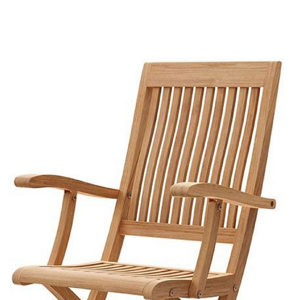 Dena Outdoor Folding Armchair | Adjustable Back | Natural Brown Teak Wood