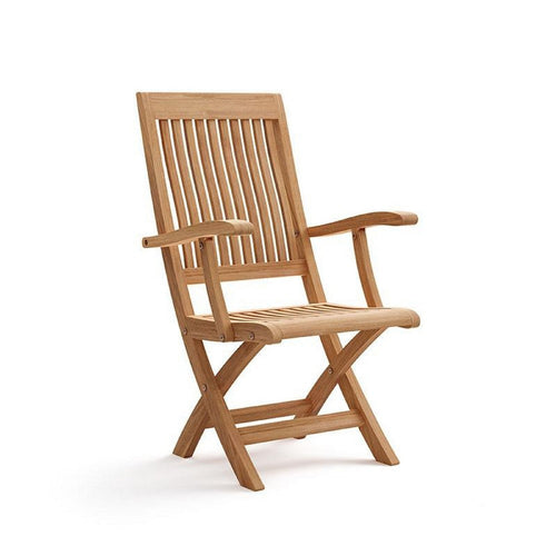 Dena Outdoor Folding Armchair | Adjustable Back | Natural Brown Teak Wood
