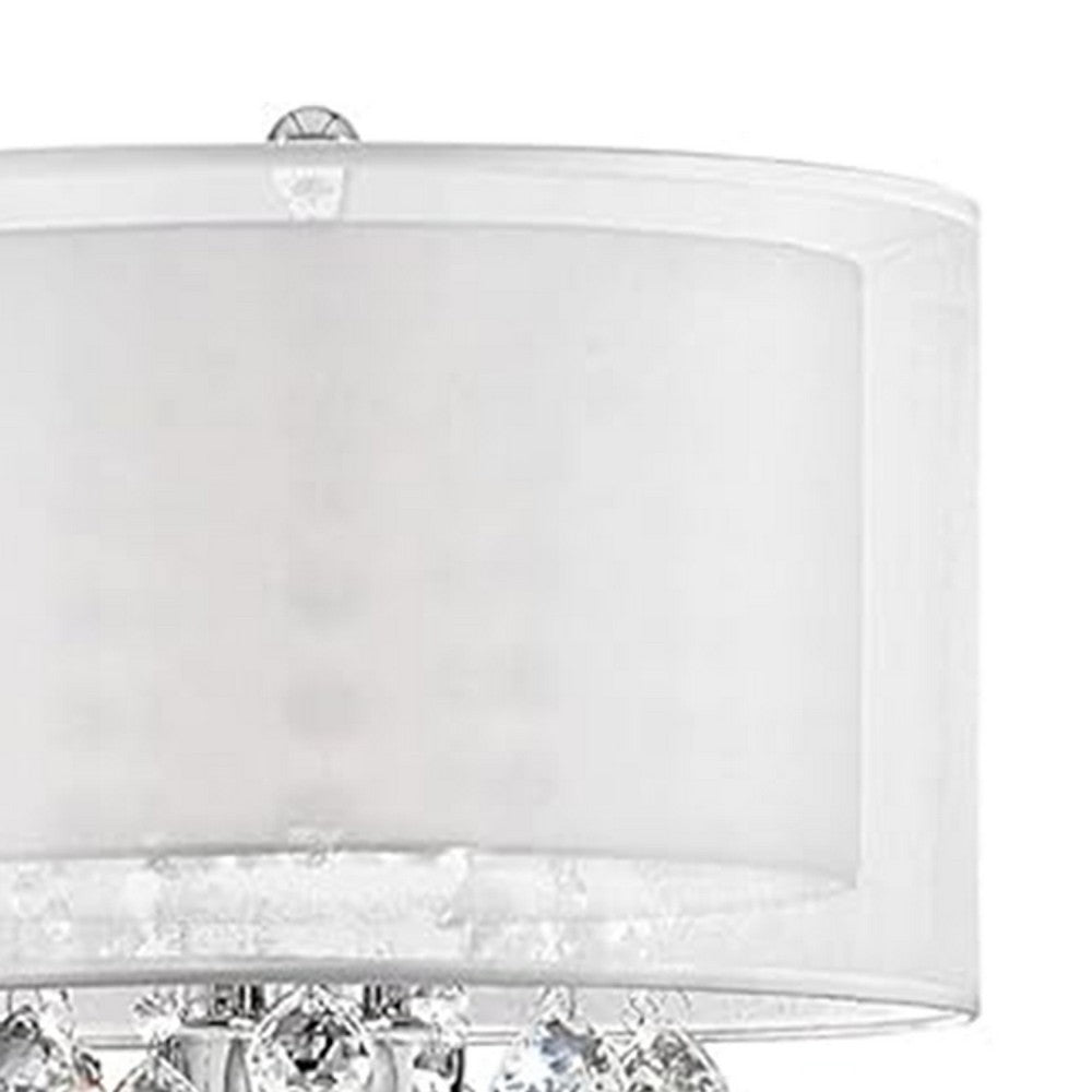 Fena Floor Lamp | Crystal Accent Drum Shade | 62" Chrome Metal Base