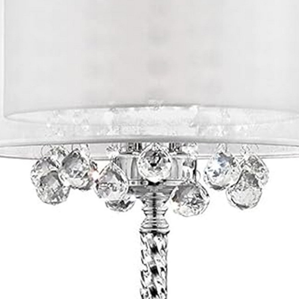 Fena Floor Lamp | Crystal Accent Drum Shade | 62" Chrome Metal Base