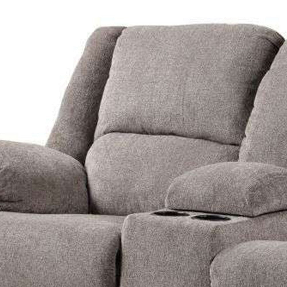 Cem Manual Reclining Loveseat | Pillow Tufted | Mocha Gray Chenille BM341016