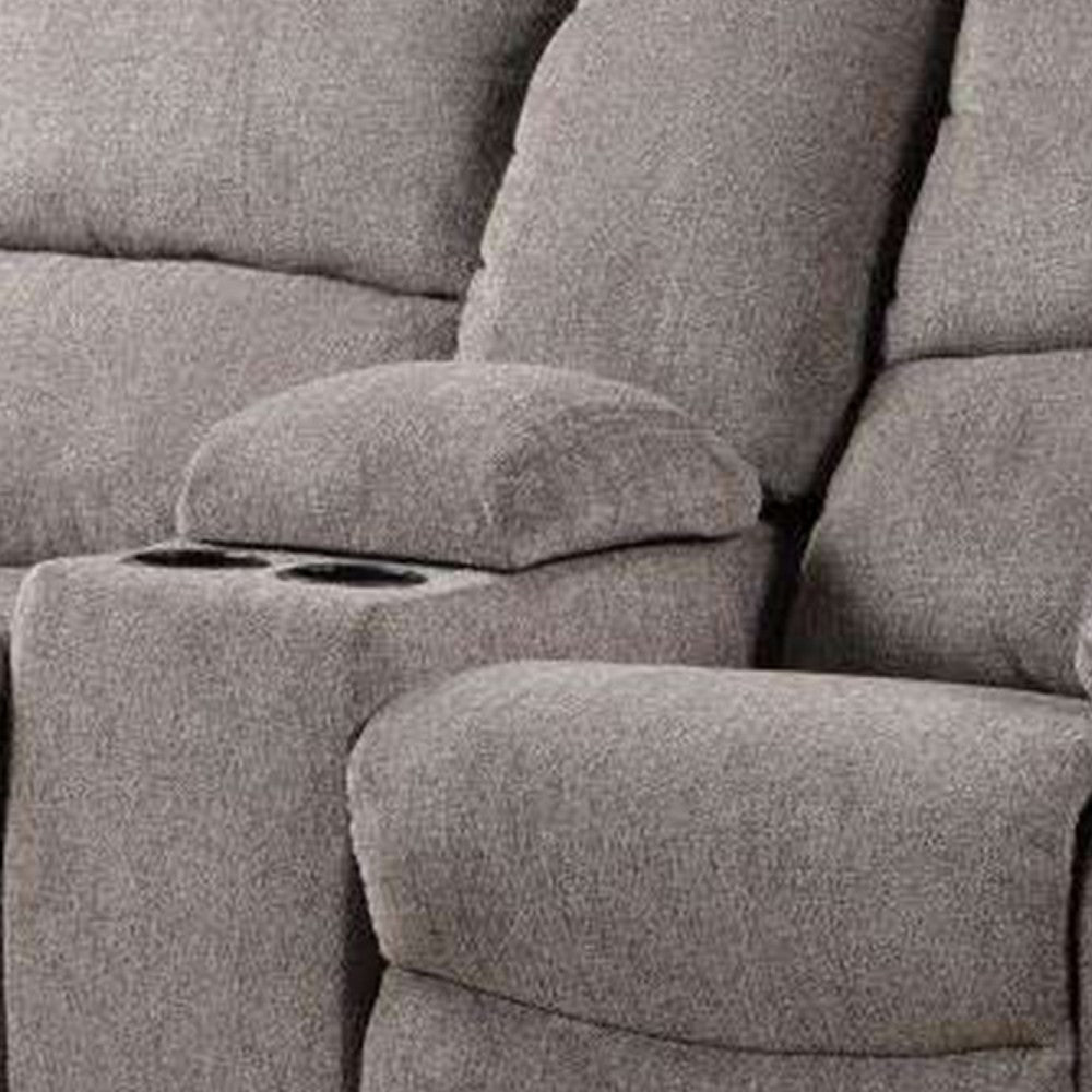 Cem Manual Reclining Loveseat | Pillow Tufted | Mocha Gray Chenille BM341016
