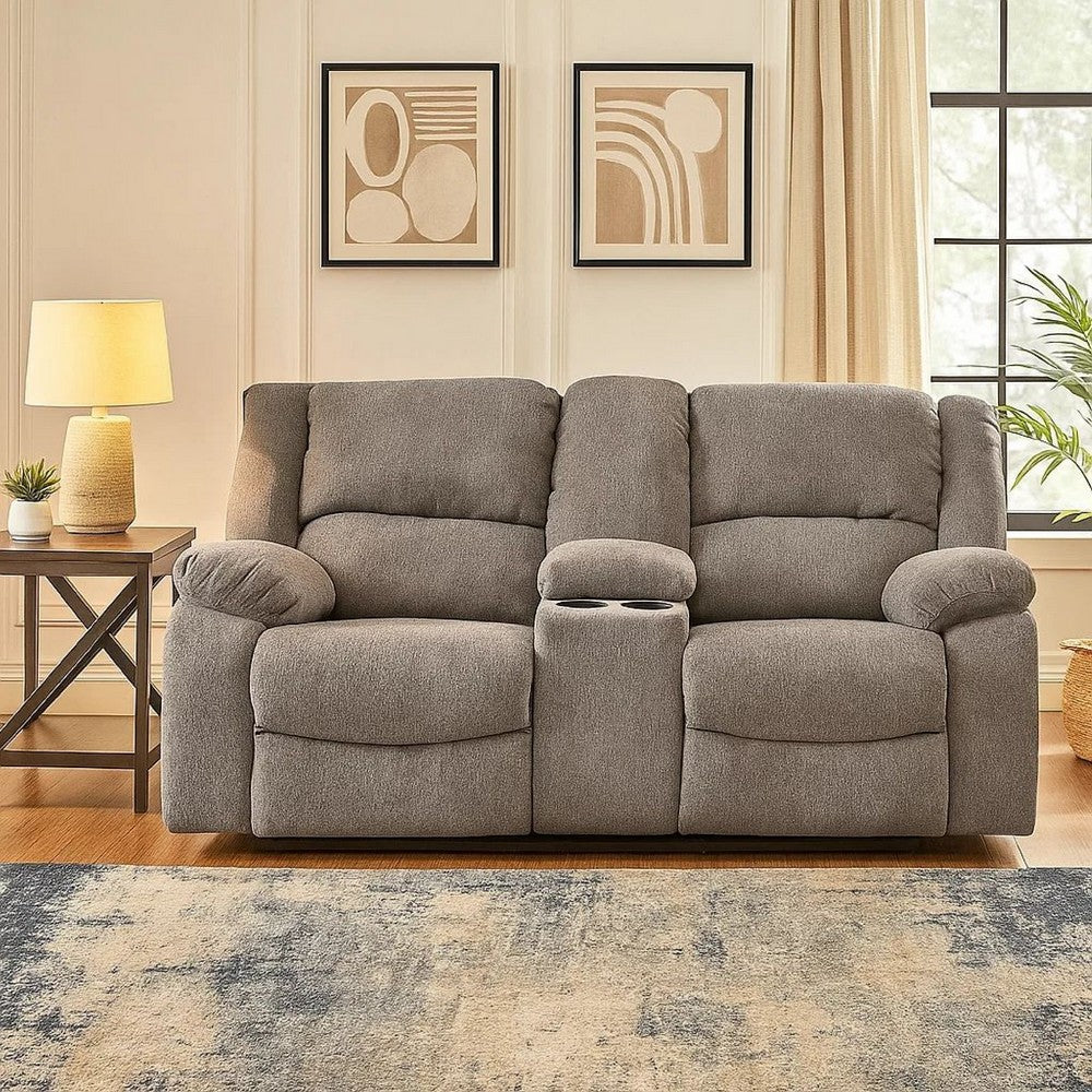 Cem Manual Reclining Loveseat | Pillow Tufted | Mocha Gray Chenille