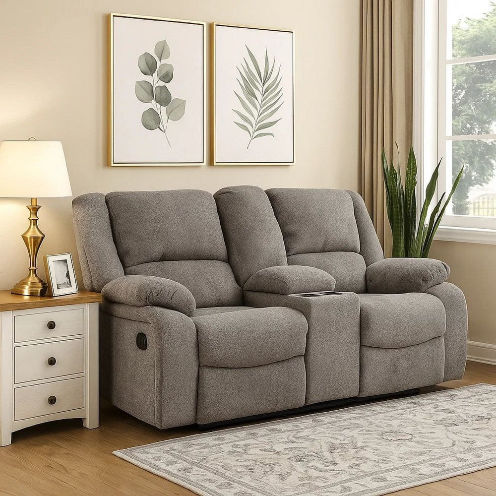 Cem Manual Reclining Loveseat | Pillow Tufted | Mocha Gray Chenille