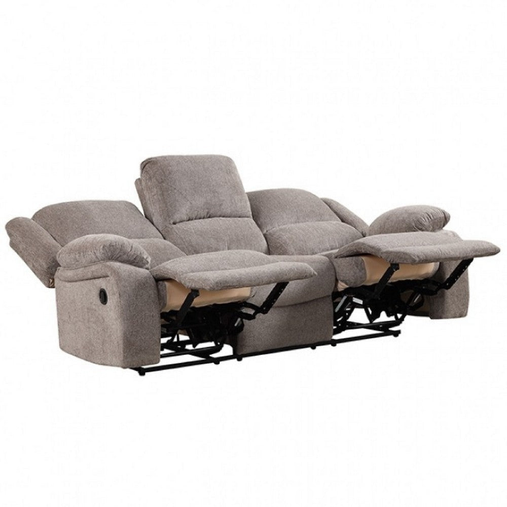 Cem Manual Reclining Sofa | Pillow Tufted | Mocha Gray Chenille 88’’ BM341017
