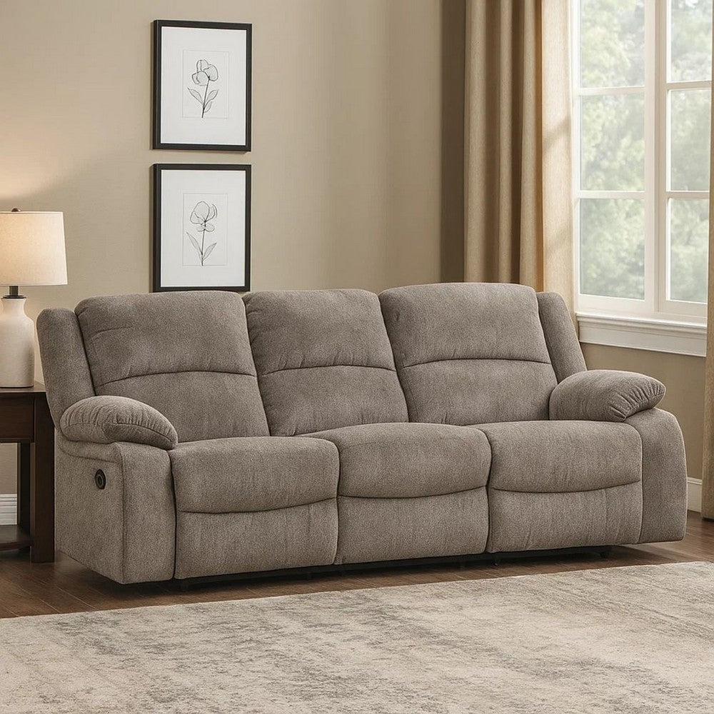Cem Manual Reclining Sofa | Pillow Tufted | Mocha Gray Chenille 88"