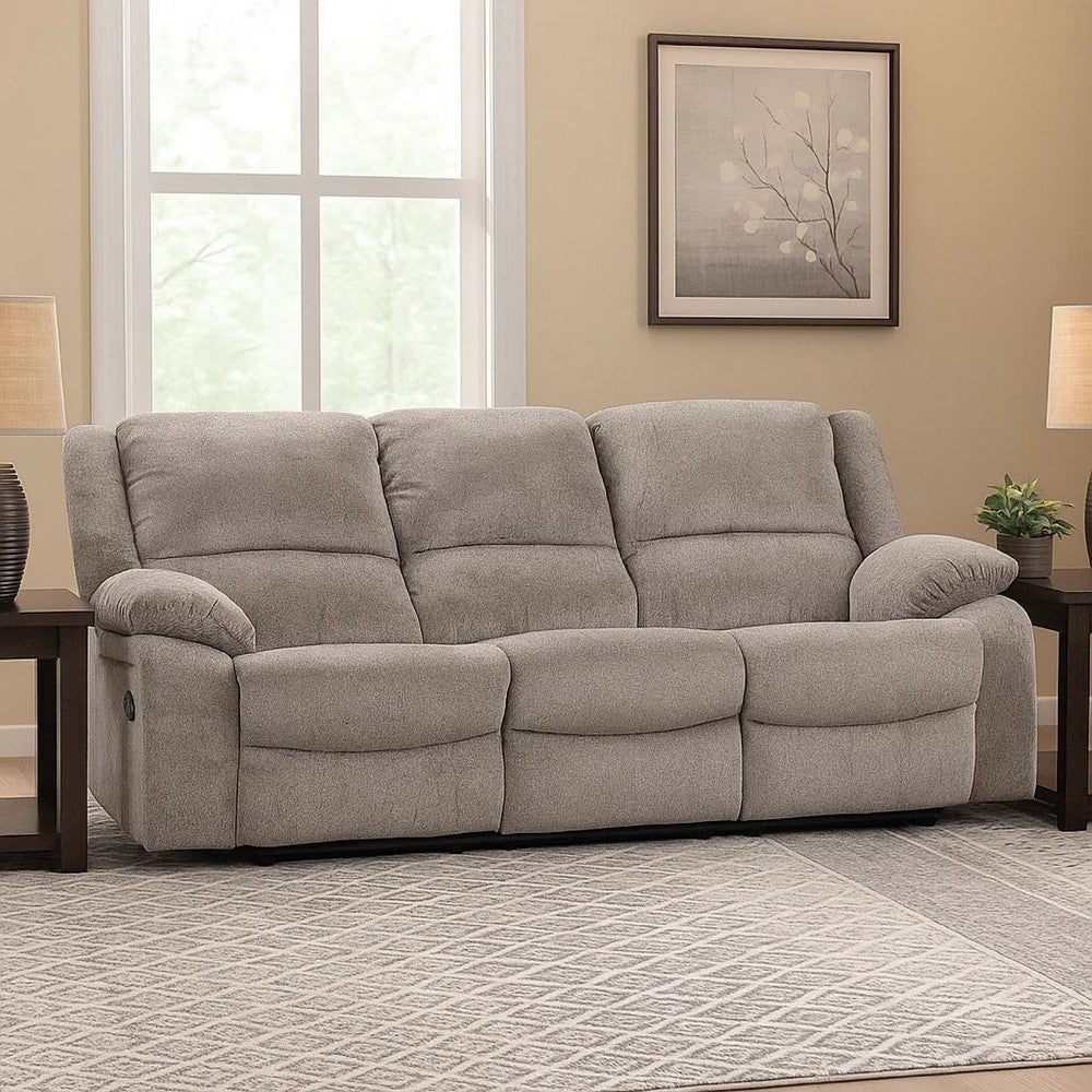 Cem Manual Reclining Sofa | Pillow Tufted | Mocha Gray Chenille 88"