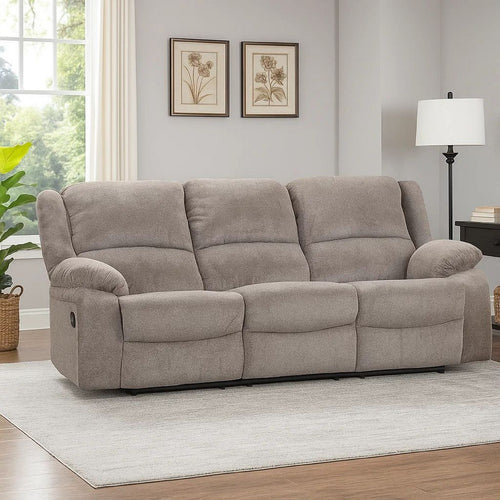 Cem Manual Reclining Sofa | Pillow Tufted | Mocha Gray Chenille 88"