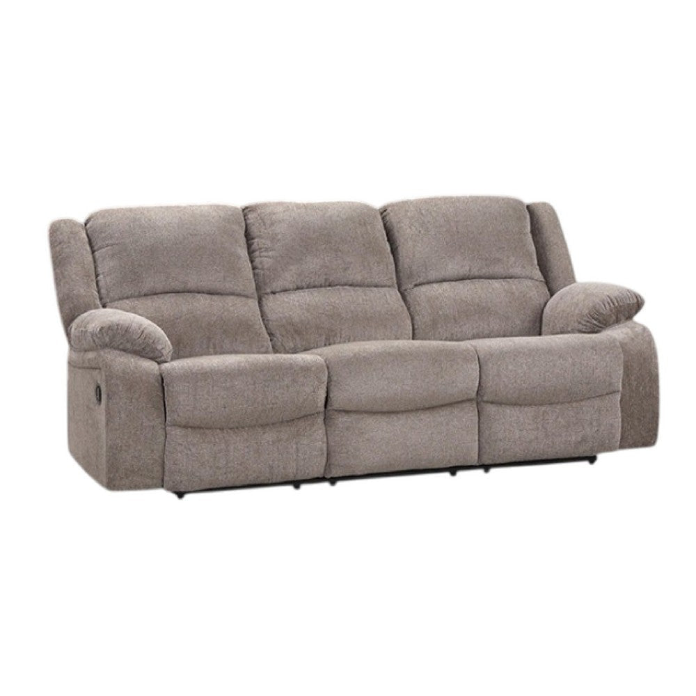 Cem Manual Reclining Sofa | Pillow Tufted | Mocha Gray Chenille 88"
