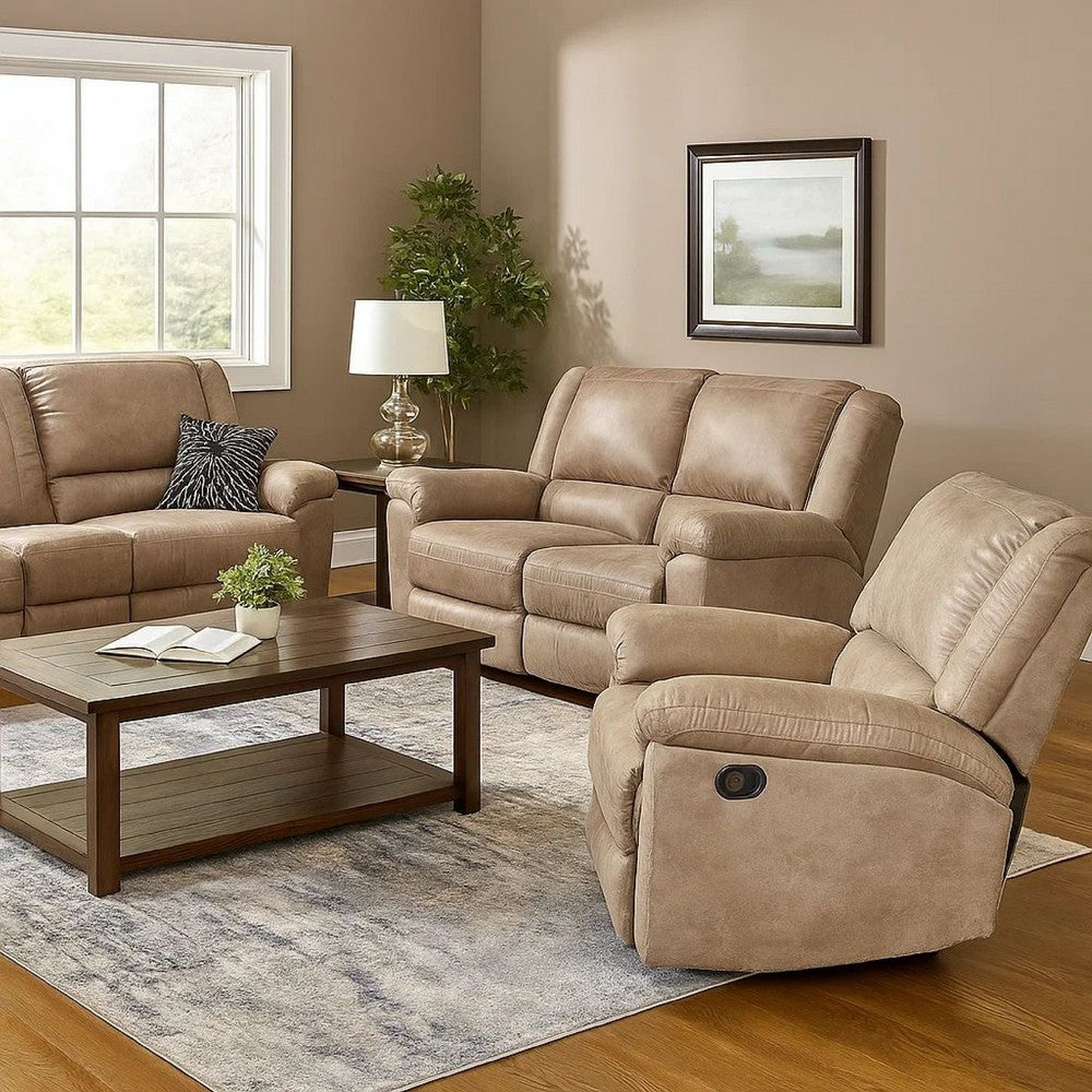 Jem Manual Rocker Recliner Chair | Pillow Top Arms | Brown Leather
