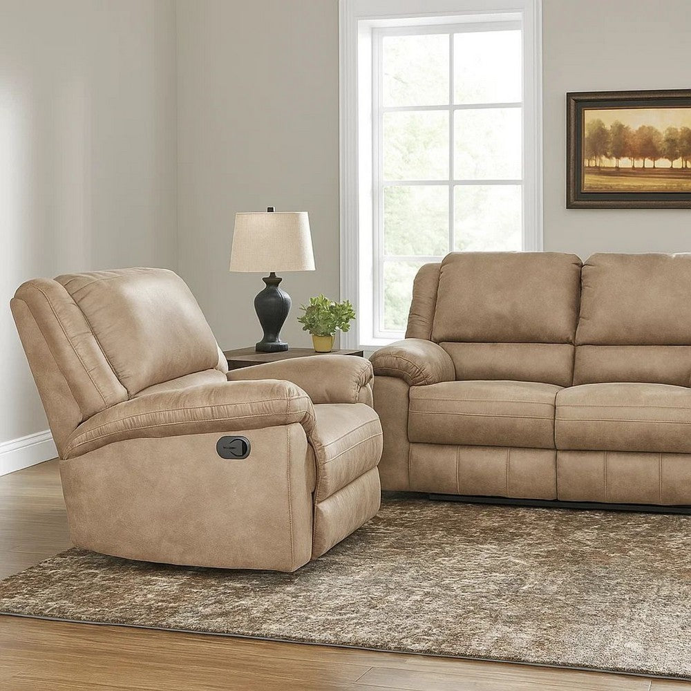 Jem Manual Rocker Recliner Chair | Pillow Top Arms | Brown Leather