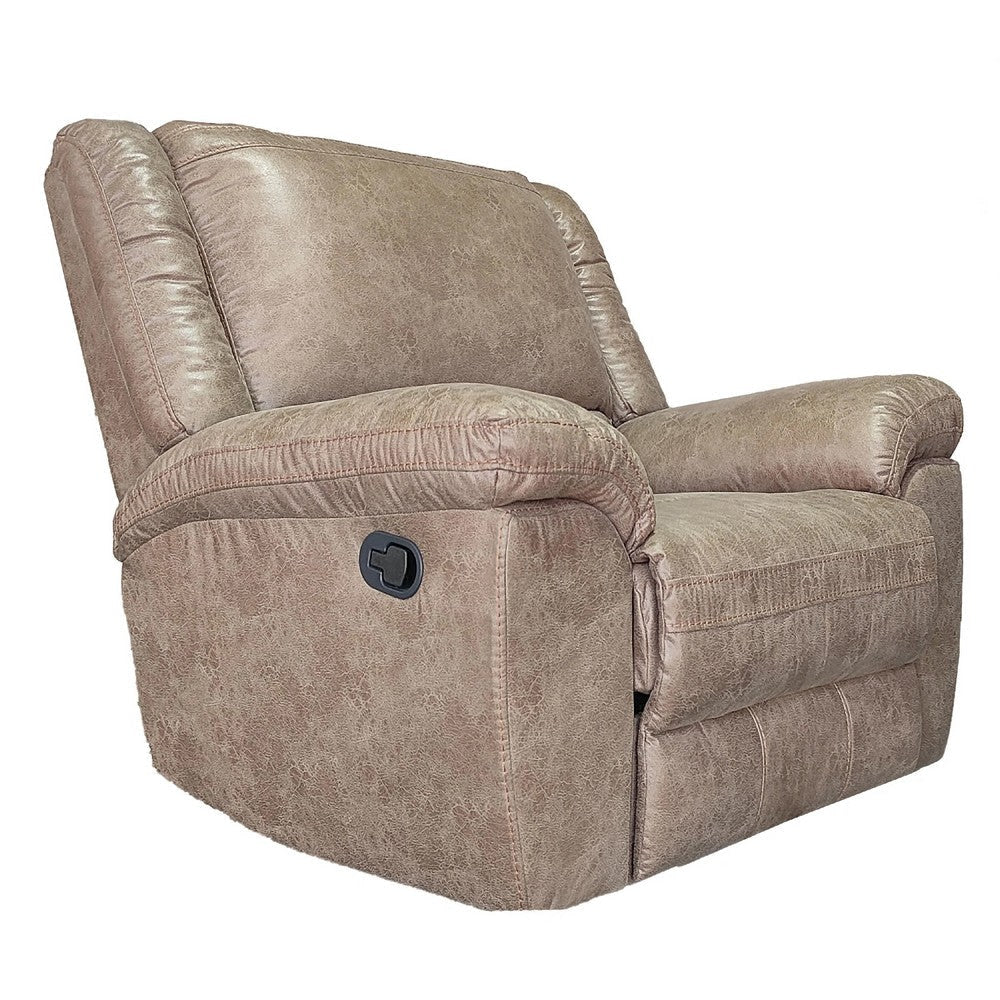 Jem Manual Rocker Recliner Chair | Pillow Top Arms | Brown Leather