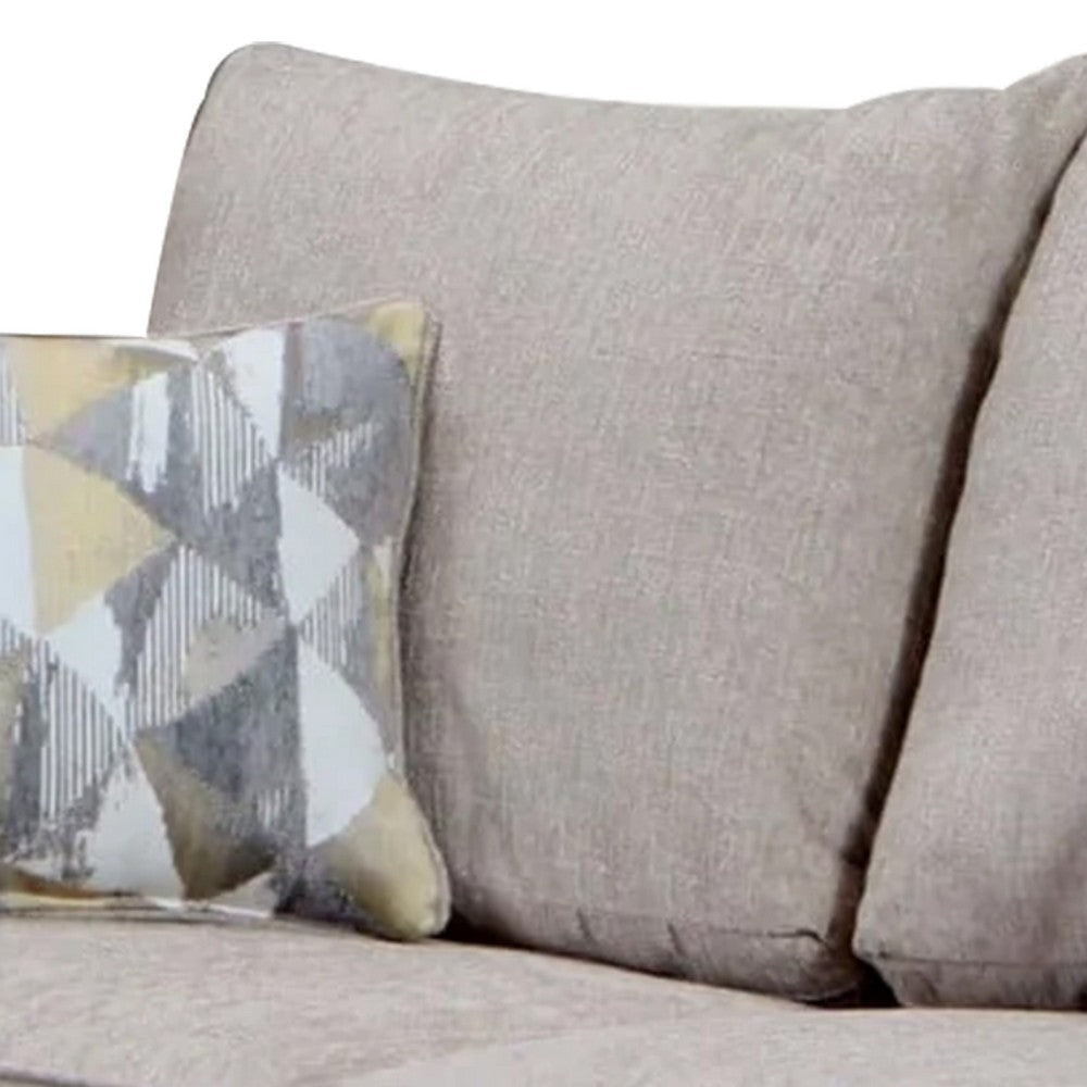 Marlow Loveseat w/ 2 Pillows | Boxy Track Arms | Beige Chenille 61’’ BM341021