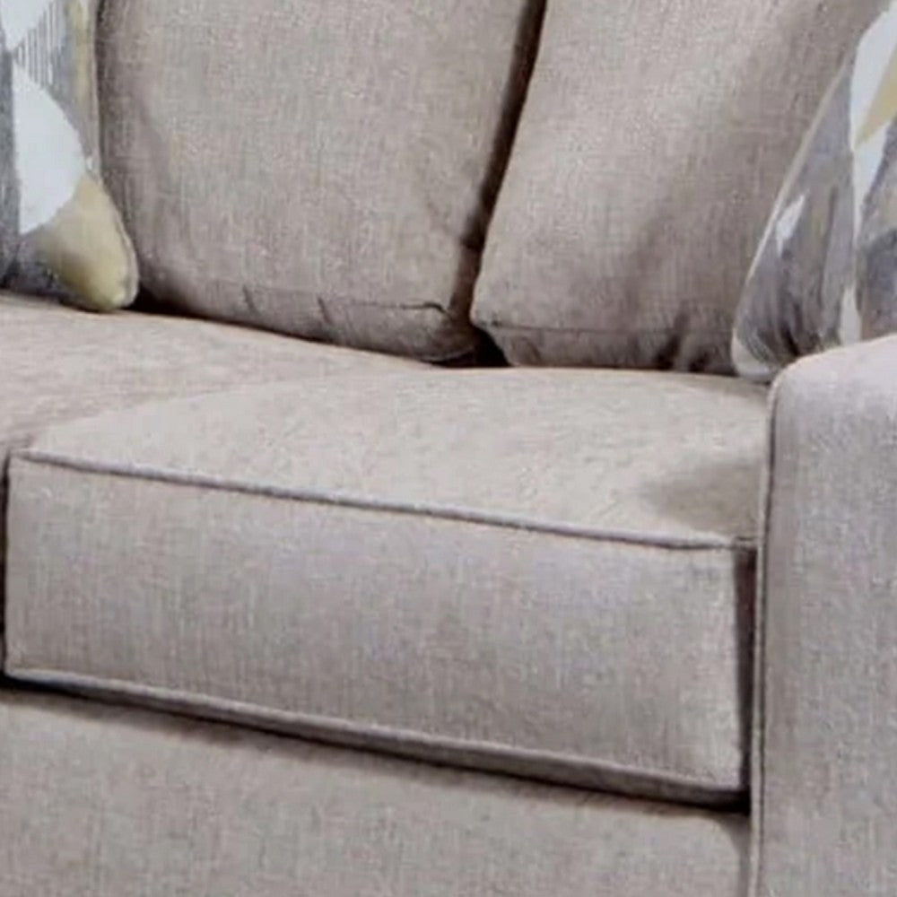 Marlow Loveseat w/ 2 Pillows | Boxy Track Arms | Beige Chenille 61’’ BM341021