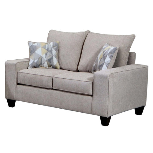 Marlow Loveseat w/ 2 Pillows | Boxy Track Arms | Beige Chenille 61"