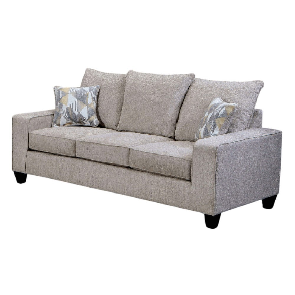Marlow Sofa w/ 2 Pillows | Boxy Track Arms | Beige Chenille 83’’ BM341022