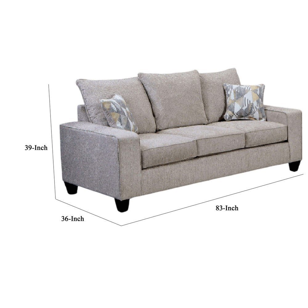 Marlow Sofa w/ 2 Pillows | Boxy Track Arms | Beige Chenille 83’’ BM341022