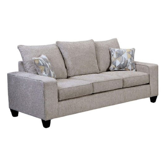 Marlow Sofa w/ 2 Pillows | Boxy Track Arms | Beige Chenille 83"