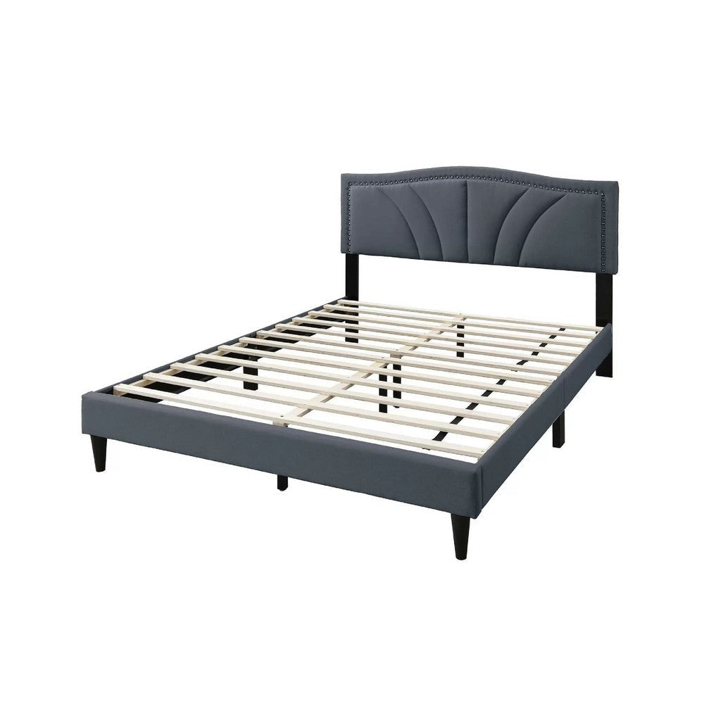 Carie Full Bed | Charcoal Gray Burlap Upholstery | Padded Headboard BM341023