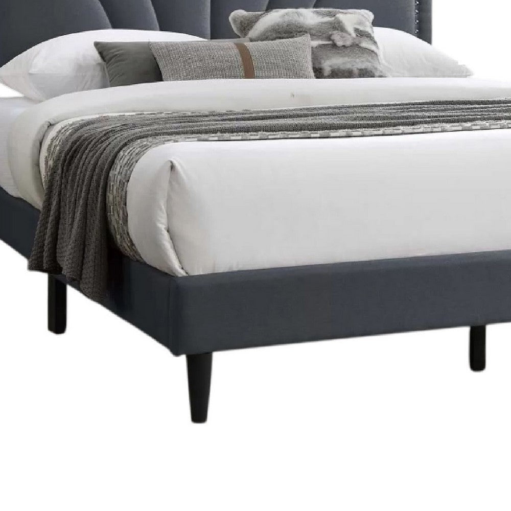 Carie Full Bed | Charcoal Gray Burlap Upholstery | Padded Headboard BM341023
