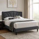 Carie Full Bed | Charcoal Gray Burlap Upholstery | Padded Headboard BM341023