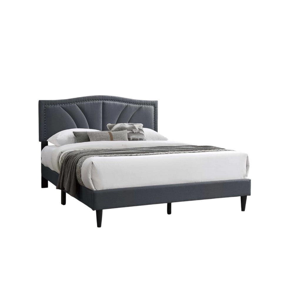 Carie Full Bed | Charcoal Gray Burlap Upholstery | Padded Headboard BM341023