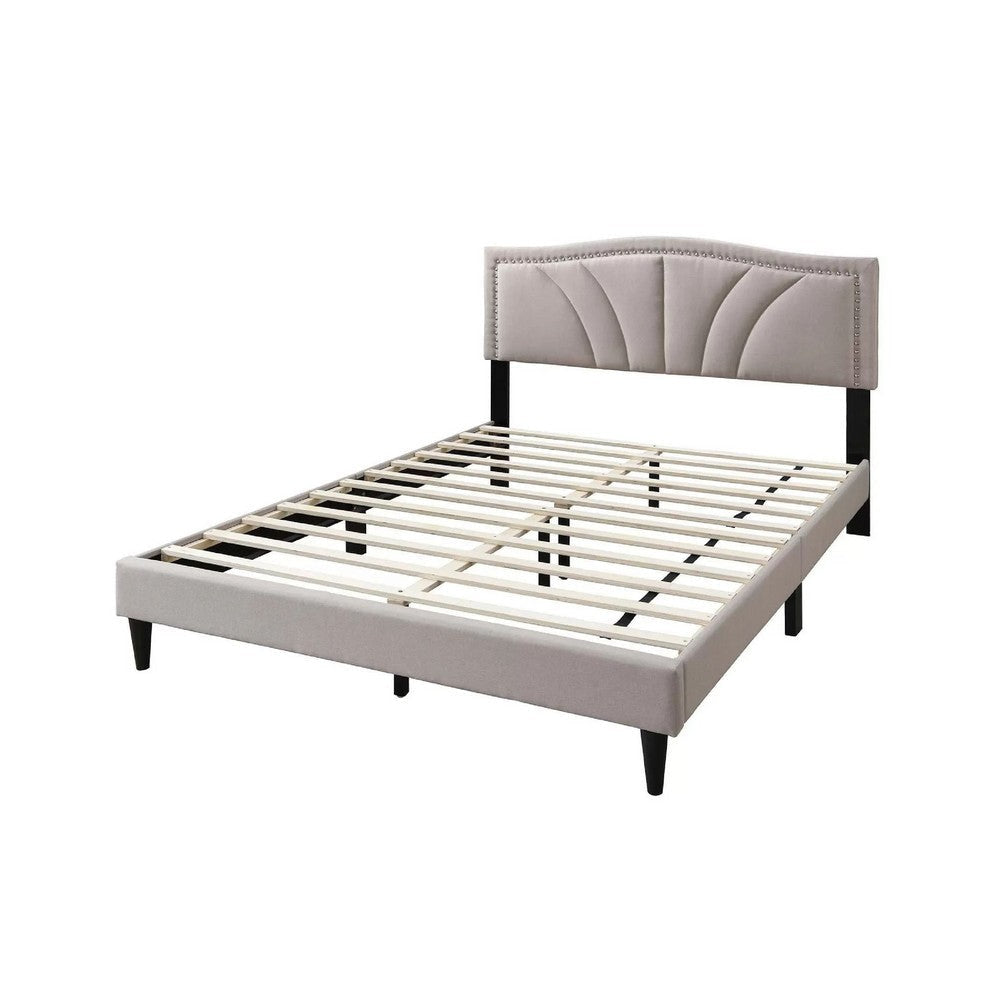 Carie Full Bed | Light Brown Burlap Upholstery | Padded Headboard BM341024