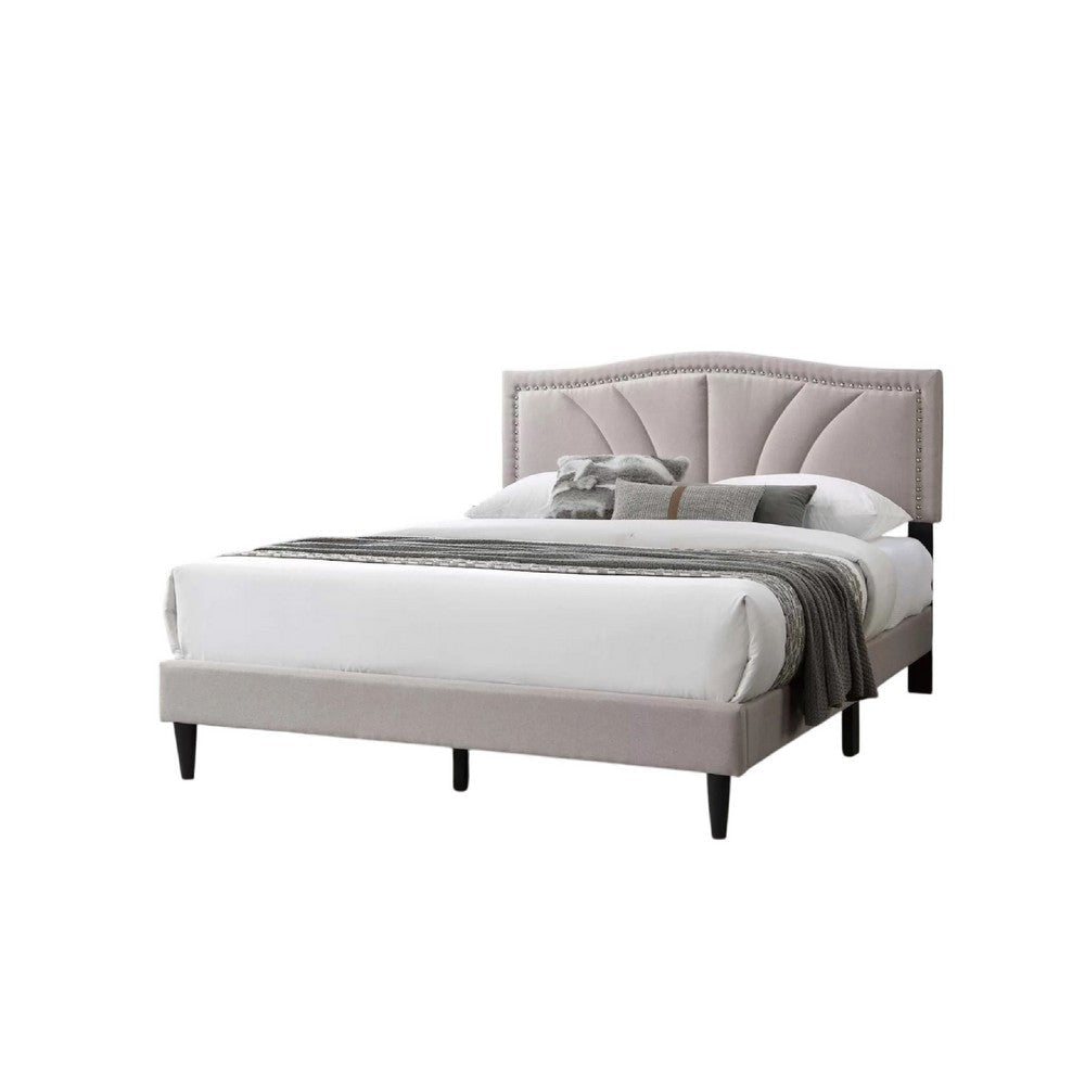 Carie Full Bed | Light Brown Burlap Upholstery | Padded Headboard BM341024