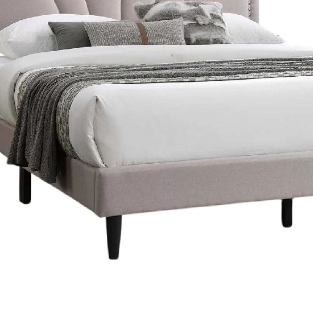 Carie Full Bed | Light Brown Burlap Upholstery | Padded Headboard BM341024