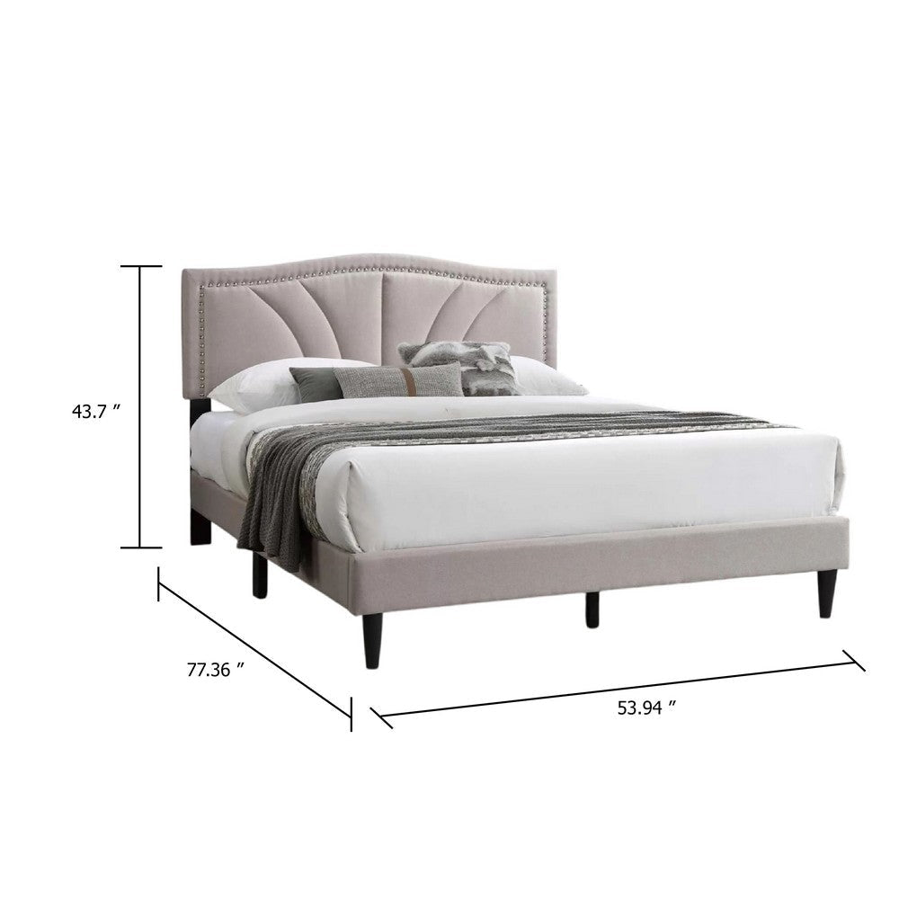 Carie Full Bed | Light Brown Burlap Upholstery | Padded Headboard BM341024