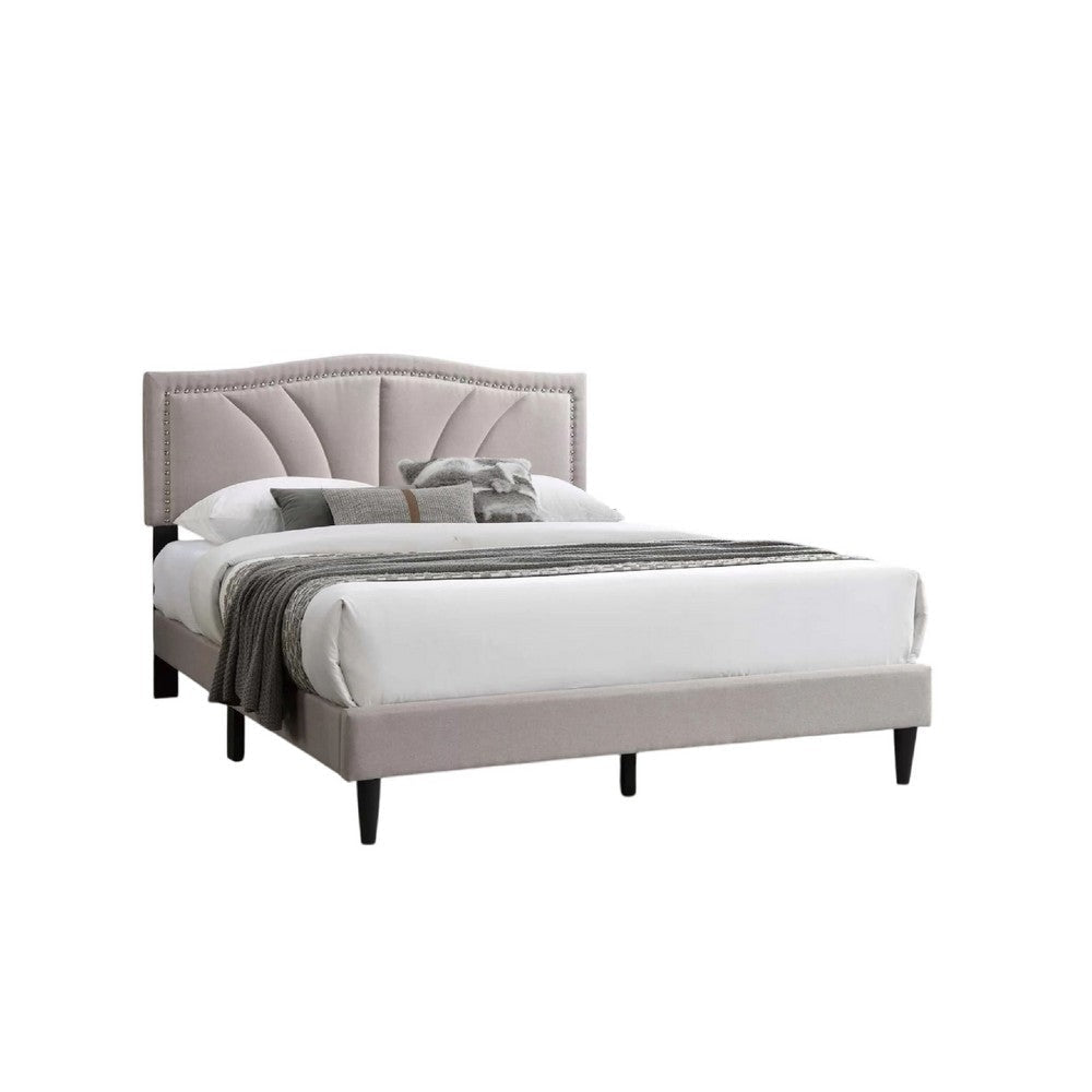 Carie Full Bed | Light Brown Burlap Upholstery | Padded Headboard BM341024
