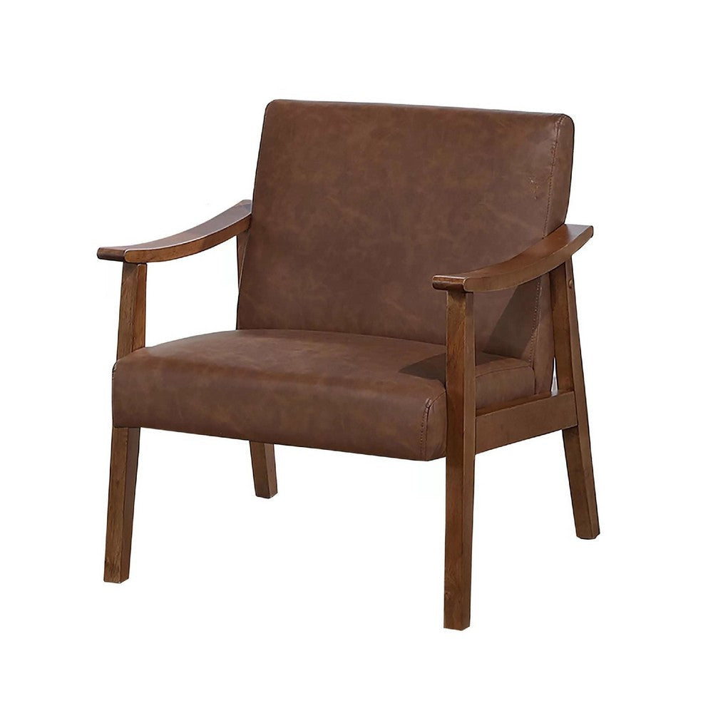 Onile Classic Accent Chair | Brown Faux Leather | Wood | Foam Cushions BM341025