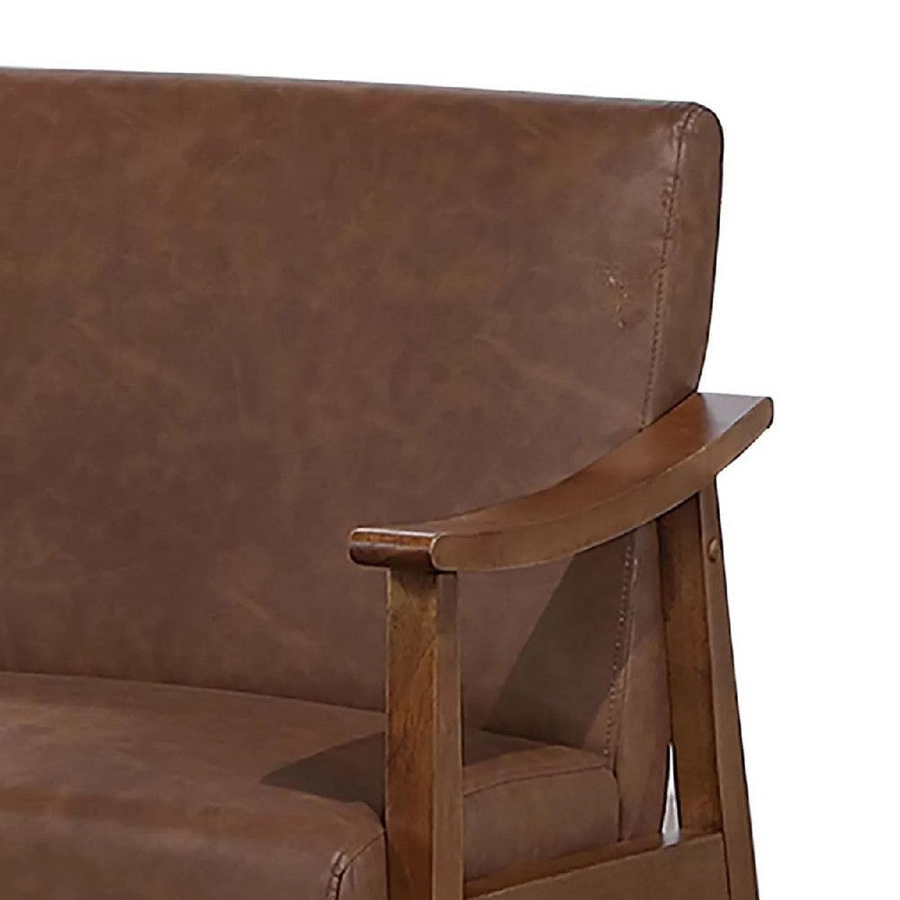 Onile Classic Accent Chair | Brown Faux Leather | Wood | Foam Cushions BM341025