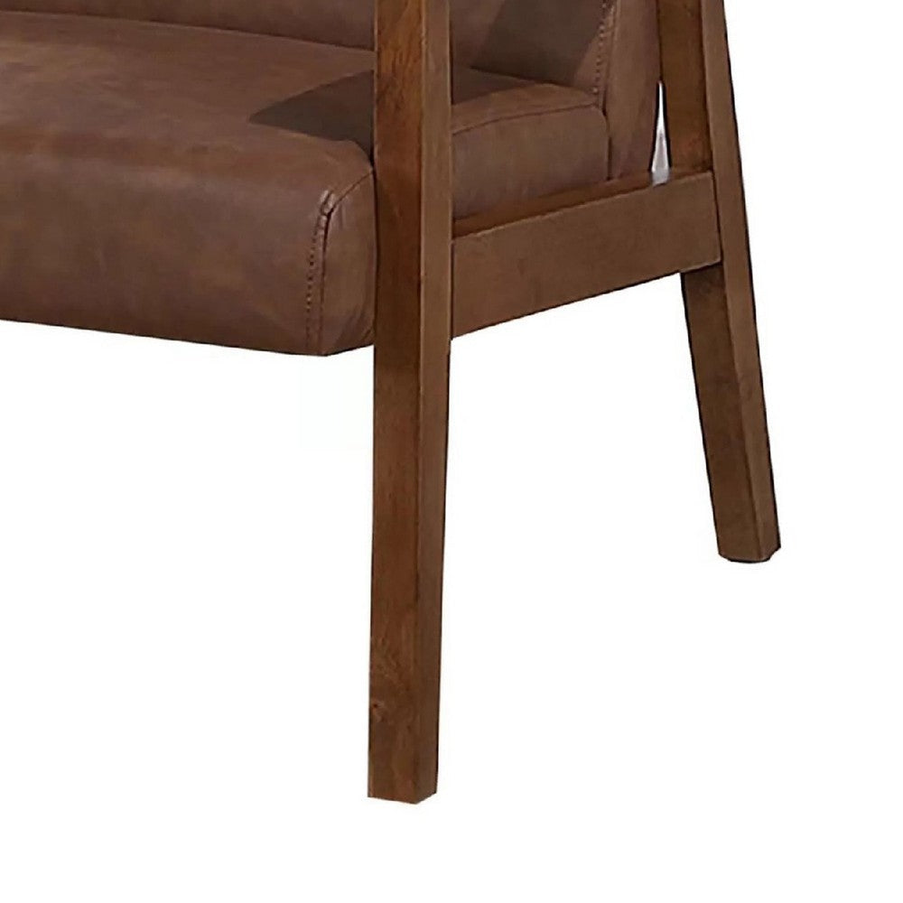 Onile Classic Accent Chair | Brown Faux Leather | Wood | Foam Cushions BM341025