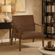 Onile Classic Accent Chair | Brown Faux Leather | Wood | Foam Cushions