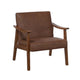 Onile Classic Accent Chair | Brown Faux Leather | Wood | Foam Cushions