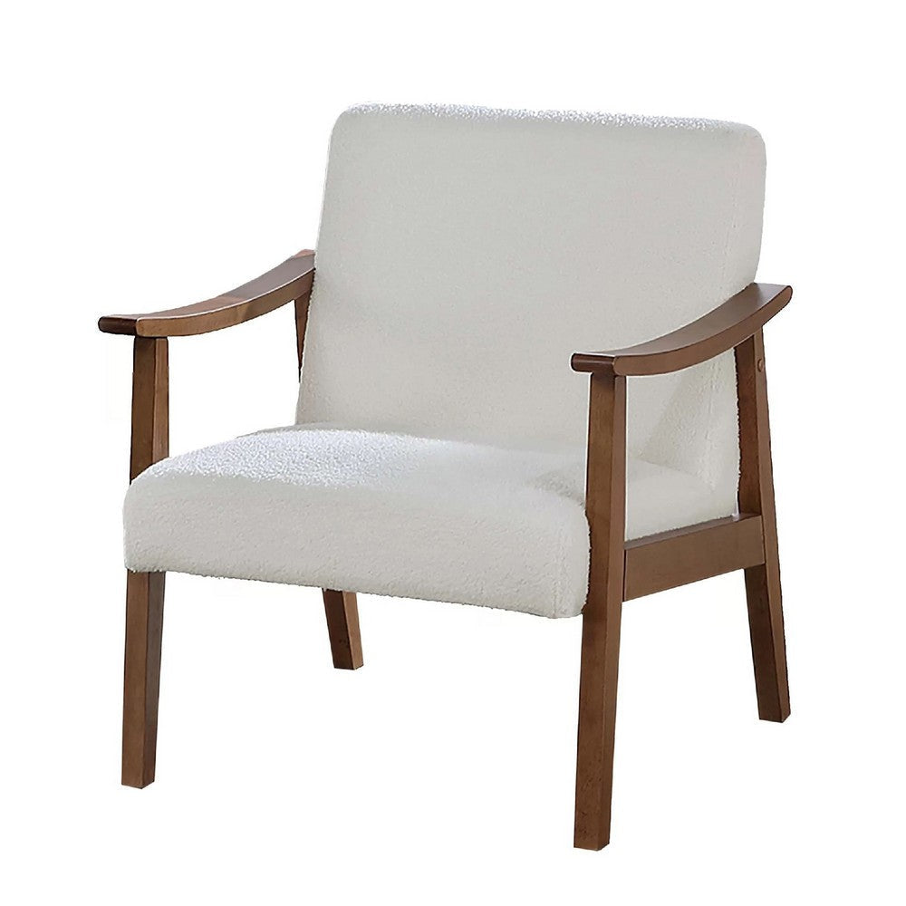 Onile Classic Accent Chair | White Wool Fabric | Wood | Foam Cushions BM341026