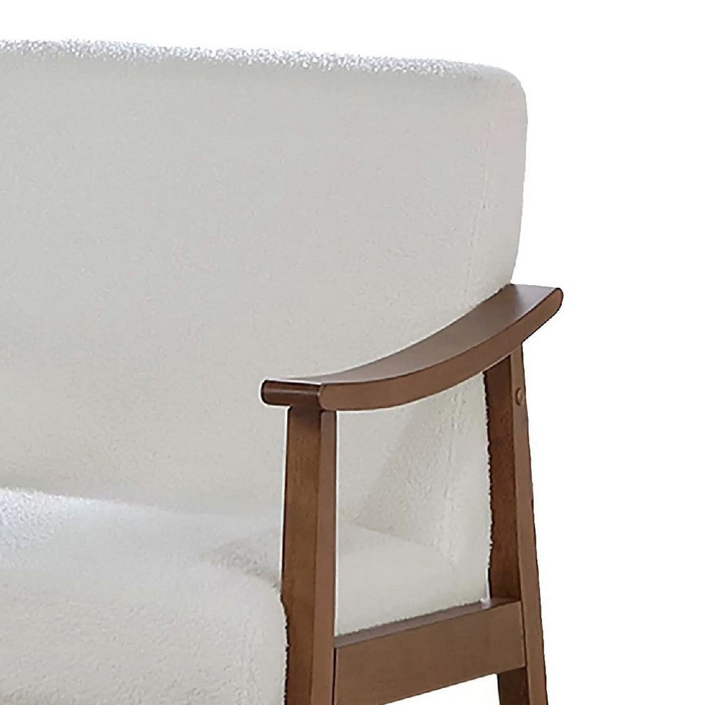 Onile Classic Accent Chair | White Wool Fabric | Wood | Foam Cushions BM341026