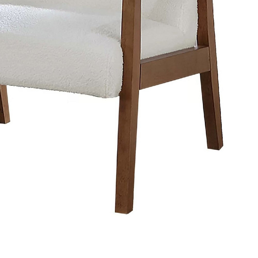 Onile Classic Accent Chair | White Wool Fabric | Wood | Foam Cushions BM341026