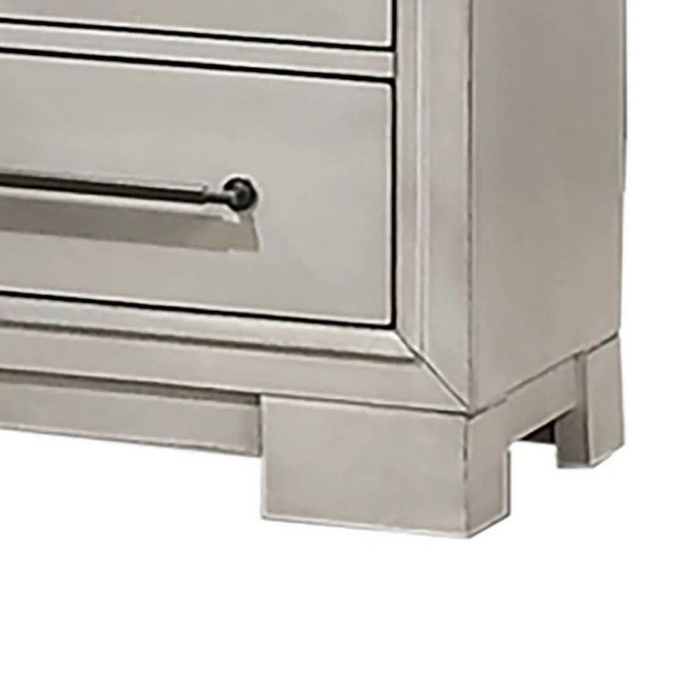 Jaxen Nightstand End Table | Antique White Rubberwood | 2 Drawers | 23’’ BM341027