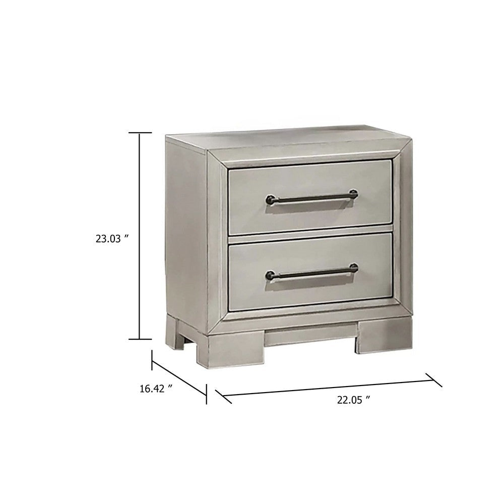 Jaxen Nightstand End Table | Antique White Rubberwood | 2 Drawers | 23’’ BM341027