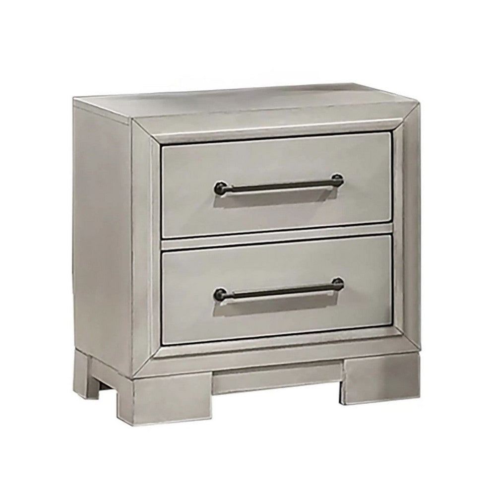 Jaxen Nightstand End Table | Antique White Rubberwood | 2 Drawers | 23’’ BM341027