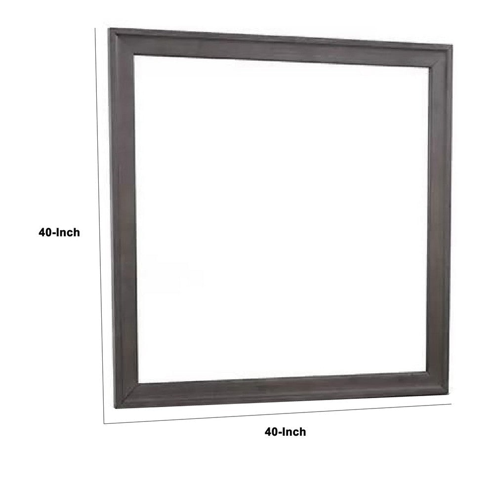 Dresser Mirror | Charcoal Gray Poplar Wood Frame | Square 40’’ BM341028