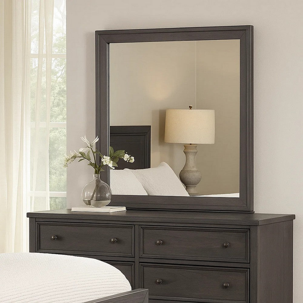 Dresser Mirror | Charcoal Gray Poplar Wood Frame | Square 40’’ BM341028