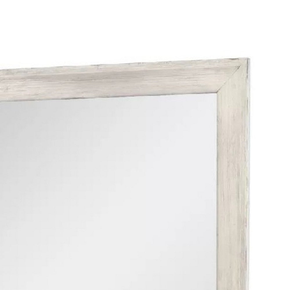 Dresser Mirror | Antique White Poplar Wood Frame | Square 40’’ BM341029