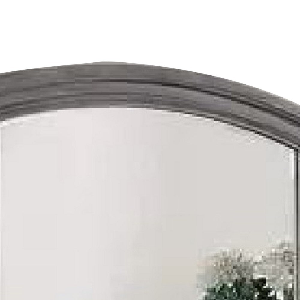 Dresser Mirror | Gray Pine Wood Frame | Farmhouse Carved Details 36x42