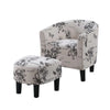 Beua 2pc Accent Chair & Ottoman Set | White & Black Script Print BM341031