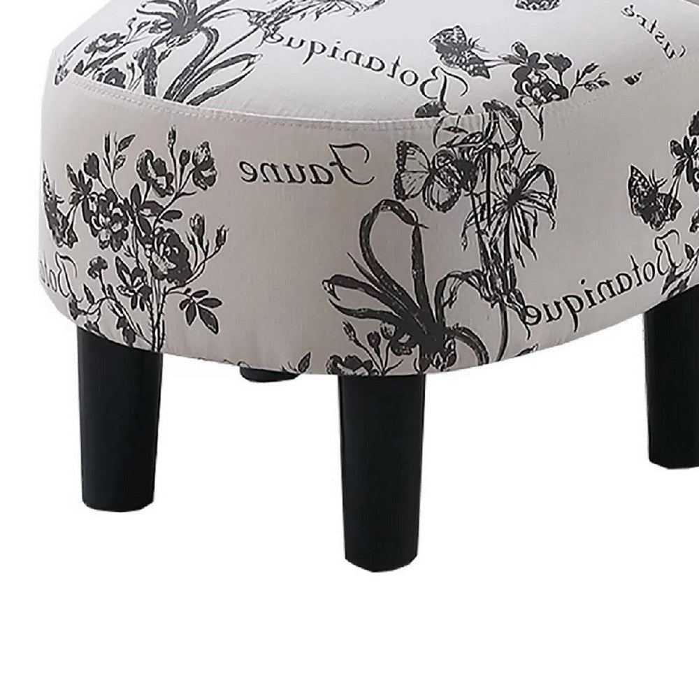 Beua 2pc Accent Chair & Ottoman Set | White & Black Script Print BM341031